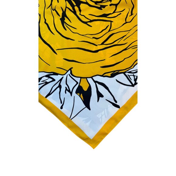 2/$30 Vibrant Bright & Beautiful Floral Gold Black White Flower Printed Scarf - Picture 4 of 9